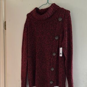 Women's Red Button-Up Sweater